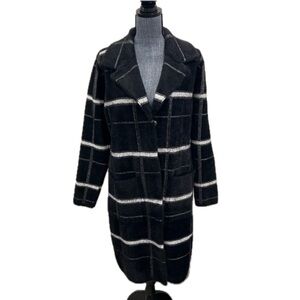 Devotion by Cyrus Black and White Plaid Long Coatigan Sweater Coat